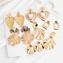Exaggerated Dramatic Leaf & Heart Loop Chandelier Earrings, Personalized Circular Disc Earrings