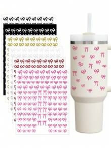 1 套：蝴蝶结贴纸、配件、玻璃杯、带手柄杯、16 盎司、24 盎司、30 盎司、40 盎司杯、可爱蝴蝶结 DIY 贴纸 - 彩色 - 查看 1