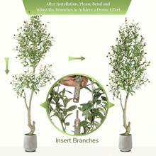 Broadfashion Artificial Olive Trees, 5/6/7 Ft Tall Fake Olive Trees For Indoor, Faux Olive Silk Tree, Large Olive Plants With White Planter For Home Decor And Housewarming Gift, 1/2Pack