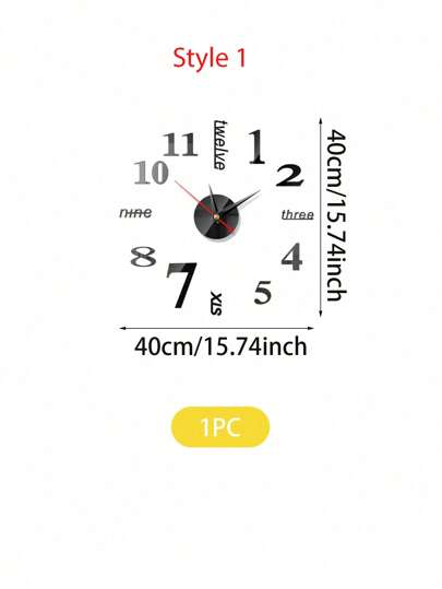 1set Creative Acrylic Large Diy Digital Clock, Black, Study, Living Room ation,Home ,Room Birthday Graduation Klok Wand Bedroom Dormitory Back To School view 3