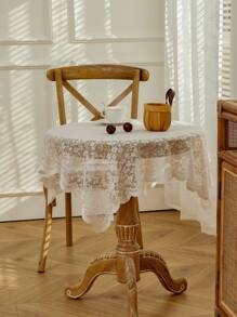 1 khăn trải bàn ren hoa - Khăn trải bàn cà phê viền ren mỏng có thể giặt được theo phong cách mộc mạc - Lý tưởng cho dã ngoại, cắm trại, tiệc sinh nhật, ngày lễ tình nhân và trang trí nhà bếp - Màu be - Xem 11