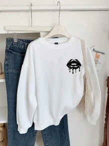 Custom Personalized Gifts, Custom Women's Crew Neck Sweatshirt - Choose Your Favorite Lips Pattern And Design Your Own Personalized Printed Pullover Sweatshirt As Gifts For Girlfriends