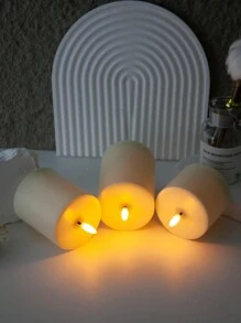 1/3 件电池供电无焰 LED 蜡烛，带遥控器和定时器，象牙白闪烁假蜡烛，桌面装饰，家居装饰，婚礼派对，柱状蜡烛