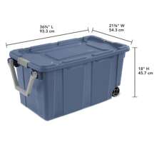 Sterilite 40 Gallon Wheeled Industrial Tote Plastic Adult, Green Sage, Set Of 2 - Blue - View 3