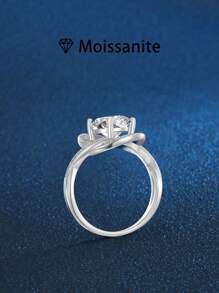 1pc Women's Quality Single Ring, Globe Round Ring For Women, 4g 925 Sterling Silver, 2 Carat Moissanite, Bohemian Palace Style Jewelry, Engagement, Wedding, Anniversary, Valentine's Day Gift, Comes With Moissanite Certificate And Delicate Gift Box