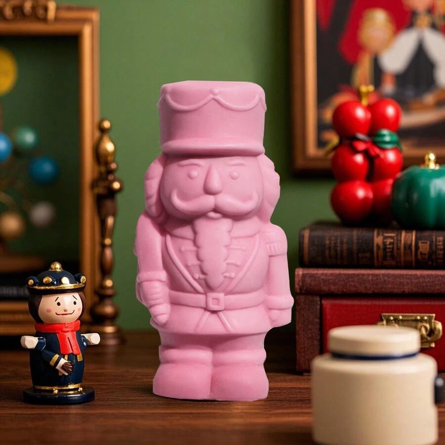 1pc Nutcracker Silicone Wax Mold, Large Cute Mustachioed Nutcracker Guard, Asymmetrical Shape, For Making Wax Art Craft, Resin Soap, Home Decor, Holiday Party Gifts - White - View 1