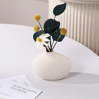 1pc White Ceramic Vase, Nordic Style Living Room Decoration, Ornaments, Idea For Room Decor,Home Decor,Kitchen Decor,Wedding Decor,Table Decoration,Centerpieces,Office Decor Gifts Birthday Graduation Flower Vase Glass Vase
