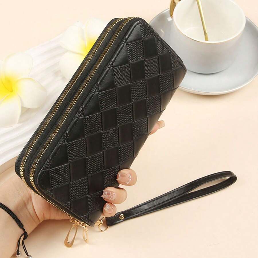 Card Holder Wallet Credit Card Case - Double Layer Women Clutch - Evening Bag - Large Capacity - Solid Color Multi Card Women Wallet - Multifunctional Zipper Quilted Wallet With Strap - Portable Card Holder Coin Purse - Phone Pouch Handbag Gift For Girlfriend Wife Birthday Organized Daily Use For Women Wallet Purse Wallet Long Wallet