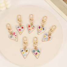 2 piezas de llaveros con colgantes de ojo del mal y flor con corazón de colores, accesorios de joyería DIY de moda, charms mixtos para mochila, bolso, coche, regalos de fiesta, regalos para amigos