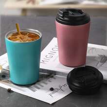 1pc Simple Portable Fashionable 350ML Stainless Steel Vacuum Insulated Coffee Cup Back To School - Multicolor - View 7