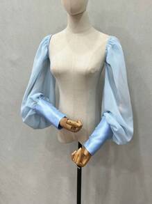 1 件白色雪纺长泡泡袖，配 2 个弹力黑色新娘袖口，秋季配饰 - 彩色 - 查看 16