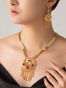 3pcs/Set Gold Dubai Women's Fashion Jewelry 24K Necklace Earrings Gold Jewelry, Saudi Arabia Jewelry - Gold - View 2