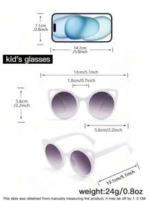 1 件儿童 8-12 岁亚克力纯色休闲可爱猫耳时尚眼镜和彩色环扣眼镜链适合海滩度假旅行 - 彩色 - 查看 8