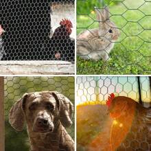 Sonnewelt Multiple Size Options! 50cm / 100cm Height, 10m / 25m Length, Galvanized And Coated Hexagonal Wire Mesh Fence With 27mm Mesh Size, Green / Silver, Suitable For Rabbit Cages And Hare Protection - 綠 10m*0.5m - 查看 7