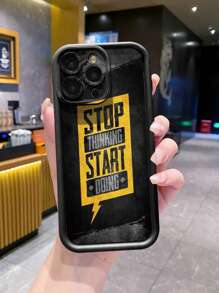 Slogan 1pc Stop Start Camera Drop-Proof Phone Case Compatible With IPhone/Galaxy/Infinix/Redmi/OPPO/VIVO//Realme/MOTO/Itel/Tecno