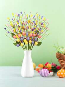 4件套复活节装饰套装，包括彩色彩蛋、浆果枝、人造春季花枝，适合用作花瓶中心装饰、复活节彩蛋、浆果、胡萝卜花束，还配有人造复活节彩蛋和浆果花环、春季花枝，可用于插花、制作花环。复活节主题中心装饰品，适合复活节庆祝活动和家居花瓶装饰。