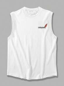 Men's Casual Round Neck Coconut Tree & Surfing Themed Printed Tank Top, Suitable For Beach Vacation And Daily Wear, Summer - White - View 5