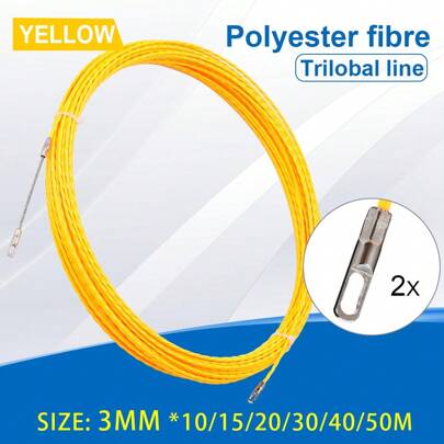 3mm 10/15/20/30/40/50M 电缆牵引器鱼带卷筒电线电缆牵引装置金属玻璃纤维导管安装工具适用于建筑、电信、电工