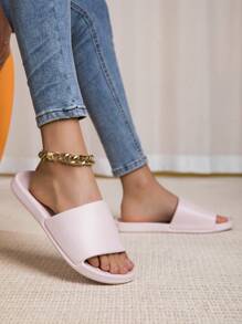 Ciabatte aperte da donna con punta aperta, semplici, casual, colore unito in EVA, antiscivolo, adatte per casa e bagno