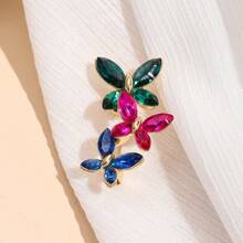 1 件时尚简约锌合金三色蝴蝶胸针，多功能服装和包袋配饰 - 彩色 - 查看 6