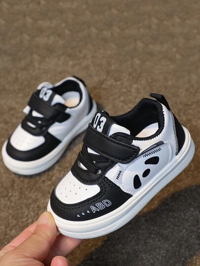 Primavera y otoño de bebé lindo panda patrón de los zapatos de los niños, antideslizante niños y niñas suela blanda zapatos para correr, deslizamiento multifuncional en los zapatos de tenis