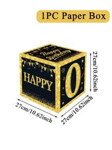 1pc 27cm Numbers 0-9 Black Gold Birthday Box, Numbers 0-9 Black Gold Birthday Box, Happy Birthday Party Room Background Decoration, Black Gold 18th 30th 40th 50th 60th 70th 80th Birthday Gift Box Present Boxes For Birthday Celebrations Supplies, Birthday Photo Props, Birthday Party Gift Favor