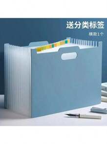 Vertical Organ Pack Paper Storage Sorting Multilayer File Folders With Classification Bag A4 Paper Holder - Blue - View 1