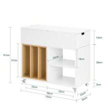 SoBuy Mobile Storage Cabinet Side Cabinet File Cabinet White And Natural W70 X D30 X H61cm FBT134-W - White - View 5