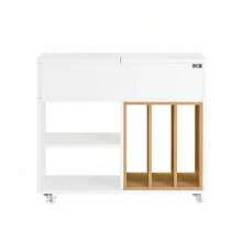 SoBuy Mobile Storage Cabinet Side Cabinet File Cabinet White And Natural W70 X D30 X H61cm FBT134-W - White - View 4