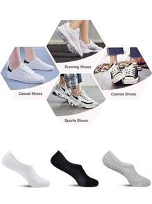 6 pares de calcetines de tobillo para hombres, calcetines invisibles de color negro y blanco sólido, transpirables, absorbentes del sudor y resistentes al olor para el verano