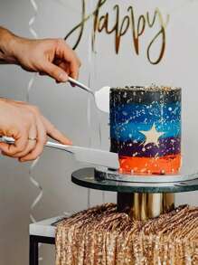 2 件/1 件 Gogeli 金色蛋糕刀和托盘套装，不锈钢蛋糕切具套装，优雅蛋糕切具套装，适用于婚礼、生日、派对、周年庆典 - 彩色 - 查看 8