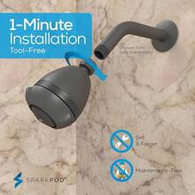 SparkPod - Cabezal de ducha de presión de potencia – Elevador de presión de agua de alta presión para hogares de baja presión – 3 cabezales de ducha para lluvia y masaje (Negro Mate) - 7. Gris carbón - Ver 3