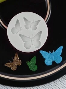 SikeSike 3 Pcs Butterfly Themed Silicone Molds, Suitable For Cakes, Chocolates And Candies - Non-Stick, Flexible Design, Ideal For DIY Baking And Arts & Crafts Projects - Perfect For Birthday Parties And Weddings - Grey - View 4