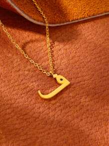 1 pieza Collar con colgante de letra árabe de moda para mujeres y hombres, color dorado, de acero inoxidable, joyería islámica para el cuello