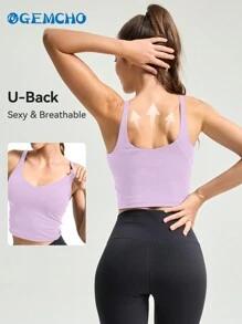 GEMCHO Tight Fitting Tank Top Longline Wirefree Padded With Medium Support Women Tank Top Spring/Summer - Purple - View 4
