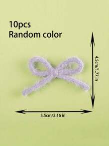 10pcs Assorted Color Fuzzy Bow Decorations (Random Color), DIY Craft Supplies For Socks, Shoes, Hats, Hair Accessories, Home Decor Bows Gifts Birthday Graduation