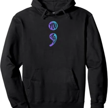 Suicide Prevention Awareness Week Shirt You Matter Semicolon Pullover Hoodie - Black - View 1