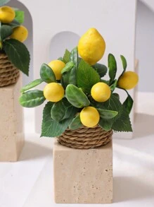 1pc Lemongrass Pier, Seagrass Rope With Pot, PE Material, Desktop Ornament, School Dormitory Office Decoration, Artificial Plant Potted Home Decoration, Ornament Landscape,Party Event Holiday Birthday Party Decoration Gifts Graduation