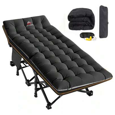 Cama plegable ultraportátil para exteriores (soporta hasta 200 kg), dimensiones 67 * 187 cm: robusta y compacta, adecuada para oficinas, entornos al aire libre y viajes de aventura, ofrece un soporte fiable. Incluye colchón de algodón, antifaz y tapones para los oídos gratuitos.