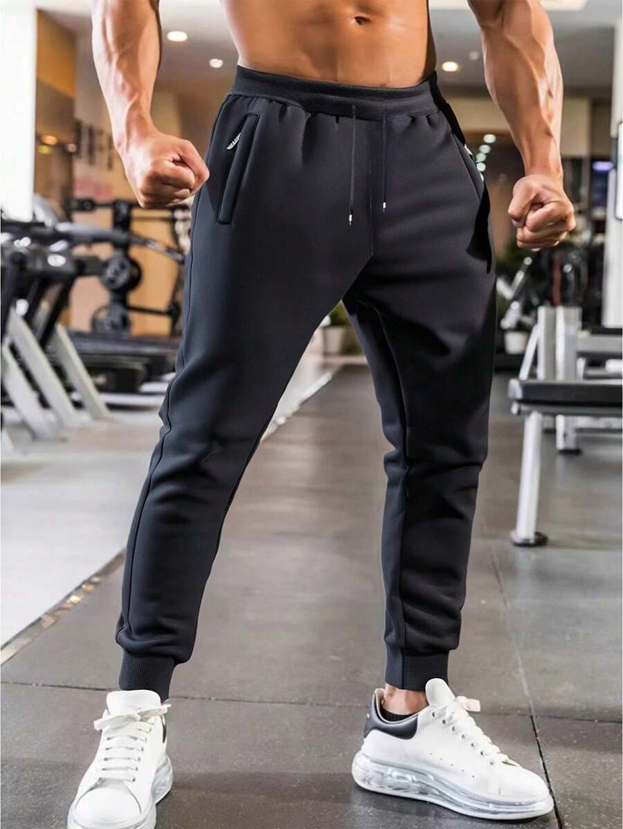 Men's Casual Outdoor Sports Loose Sweatpants - Black - View 1