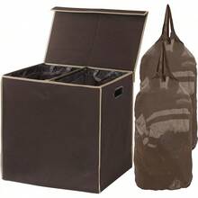 SimpleHouseware Double Laundry Hamper With Lid And Removable Laundry Bags, Black