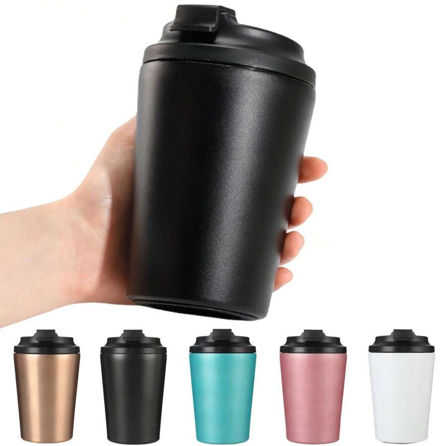 1pc Simple Portable Fashionable 350ML Stainless Steel Vacuum Insulated Coffee Cup Back To School - Multicolor - View 1
