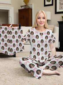 3pcs Comfortable, Smooth, Round Neck Sexy Pajama Set,Colorful,Cute,Adorable,Contracted,Funny,Custom,Unique,Customized,Personalized,Ideal Gifts For Him,Boyfriend,Girlfriend,Family,Friends,Grandparents,Children,Her, Vacation