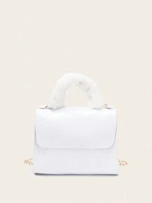 1 pezzo Borsa a tracolla da ragazza con decorazione in pelliccia al polso, borsa a tracolla, regalo ideale