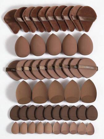 50/40/30/20/10/5 piezas Kit de maquillaje, que incluye: 10 esponjas de maquillaje líquido + 10 esponjas de maquillaje líquido mini + 10 borlas triangulares de polvo suelto y set de maquillaje + 10 borlas de polvo de cojín de aire para maquillaje facial, maquillaje, barato, decoración de habitación, tocador, viaje, dormitorio, accesorios de maquillaje, borla, difuminador de maquillaje, borla de polvo, esponja de maquillaje