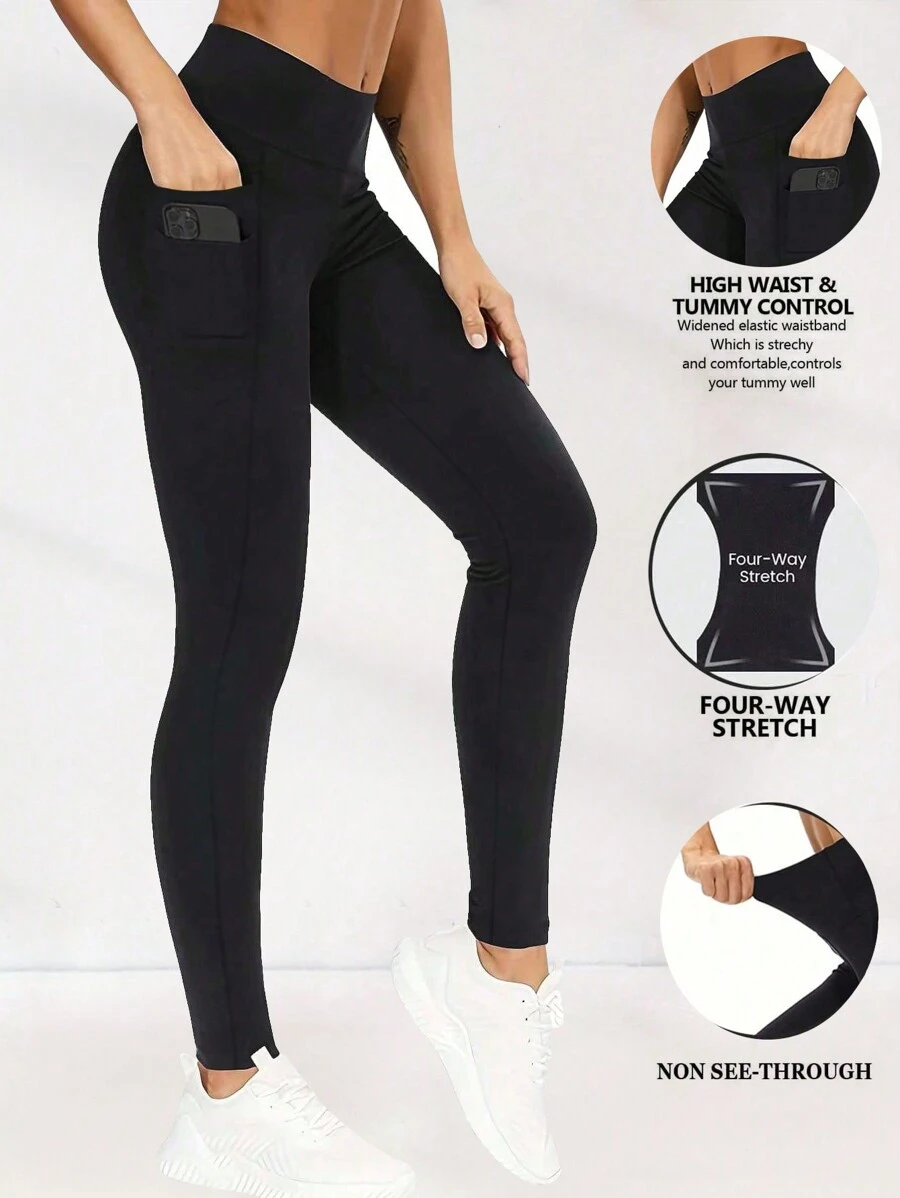 Lynfun Summer Workout High Waist,High Stretch,Yoga/Fitness Pants For Women With Dual Side Pockets, Tight-Fitting Compression Leggings For Workout, Running, Sports Black Spring