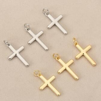 1 Piece/3 Pieces/Simple And Fashionable Cross Shape DIY Minimalist Style Glossy Copper Material Plated 18K Can Be Made Into Bracelets Necklaces And Various Accessories Can Be Matched Daily Wear Can Be Given To Friends