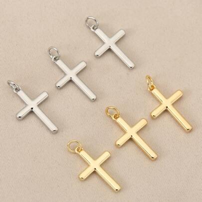 1 Piece/3 Pieces/Simple And Fashionable Cross Shape DIY Minimalist Style Glossy Copper Material Plated 18K Can Be Made Into Bracelets Necklaces And Various Accessories Can Be Matched Daily Wear Can Be Given To Friends
