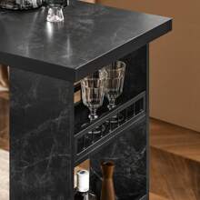 SoBuy FWT100-SCH，厨房早餐吧台餐桌咖啡吧台带 3 个侧架，宽 120 * 深 50 * 高 105cm - 黑色 - 查看 8