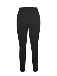 Women's Solid Color Front Button Multiple Pockets Casual Pants, Suitable For Daily Wear And Business